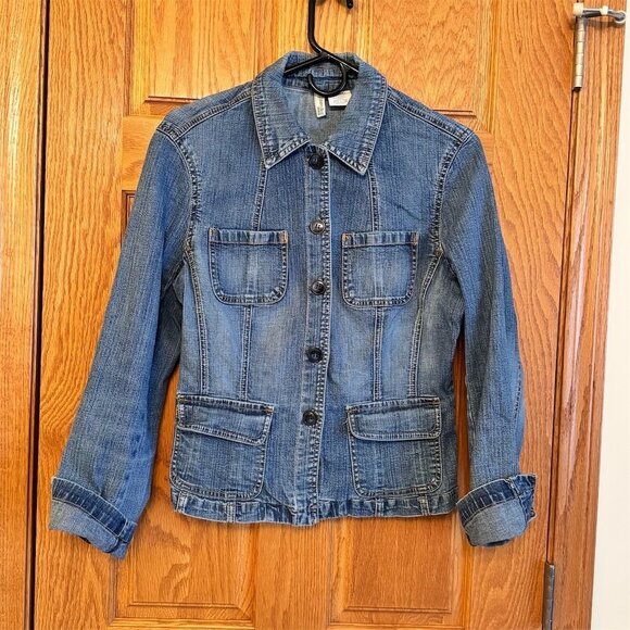 St. John's Bay Women's Stretch Denim Jacket Blue Size M Casual Button-Up - Picture 2 of 7